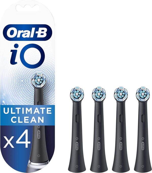 Oral-B iO Ultimate Clean Electric Toothbrush Head, Oral B Electric Toothbrush Heads, Twisted & Angled Bristles for Deeper Plaque Removal, Pack of 4 Toothbrush Heads, Oral B Io...