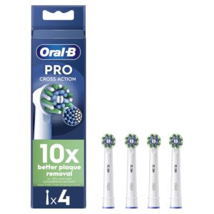 Oral-B Pro Cross Action Electric Toothbrush Head, Oral B Electric Toothbrush Heads, X-Shape and Angled Bristles for Deeper Plaque Removal, Pack of 4 Toothbrush Heads, Oral B...