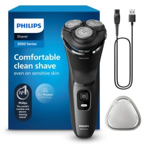 Philips Electric Shaver 3000 Series - Wet & Dry Electric Shaver for Men with SkinProtect Technology in Dark Moon, Pop-up Beard Trimmer, Cordless Shaver (Model S3145/00)