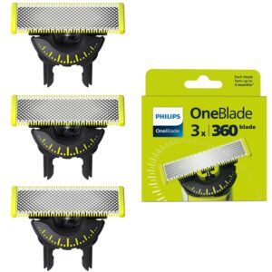 Philips OneBlade 360-Innovation Authentic Replacement Blades, for OneBlade Hybrid Electric Shaver & Trimmer. Trim, Edge and Shave with Durable Stainless Steel, 3x pack (1 Year...