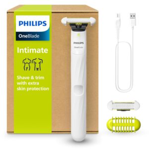 Philips OneBlade Intimate, Designed for Pubic Grooming, Trim and Shave with Extra Skin Protection, Model QP1924/30