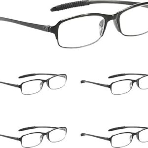 PROFLEX SpareSpecs Reading Glasses (value 5 pack) - lightweight, impact resistant, scratch resistant, bendy, flexible, anti-slip, unisex (mens + womens) +1.0, +1.5, +2.0, +2.5,...