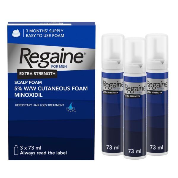 Regaine Extra Strength Scalp Cutaneous Foam (3x 73 ml), Treatment for Regrowth in Men with 5% Minoxidil, for Male Hair Loss