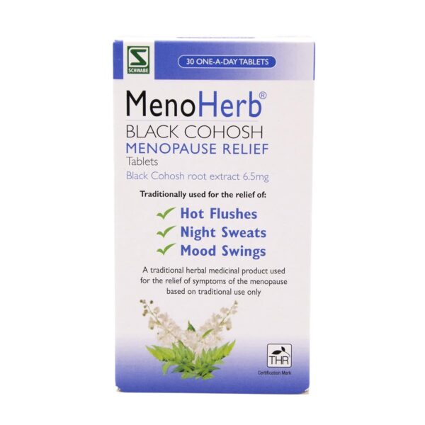 Schwabe Pharma - MenoHerb - Menopause Relief - Black Cohosh Root Extract 6.5mg - Traditionally Used for Hot Flushes, Night Sweats and Mood Swings - 30 Tablets