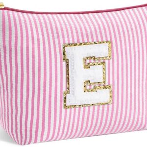 SEFORICO Personalized Make Up Bag - Birthday Gifts for Women Large Capacity A-Z Cosmetic Bags Preppy Makeup Bag Women's Portable Toiletry Bag
