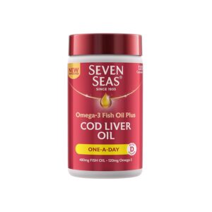 Seven Seas Cod Liver Oil Tablets With Omega-3, Fish Oil, One A Day, 4 Months Supply (120 Capsules), EPA & DHA, With High Strength Vitamin D & A