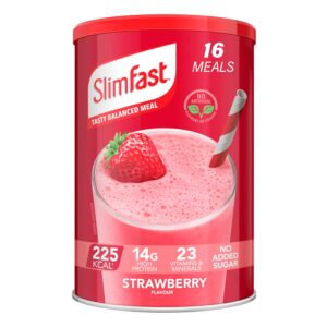 SlimFast Meal Replacement Shake Weight Loss & Balanced Diet, Vitamins and Minerals, Low Calorie, High Protein, Strawberry Flavour, 16 servings, 584 g, Packaging May Vary