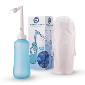 T2 Perineal Bottle - Portable Bidet for Postpartum Care, Pain Relief - 450ml Plastic Squeeze Bottle with 60° Nozzle & Washable Storage Bag - Hospital Bag Maternity Essential,...