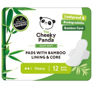 The Cheeky Panda Organic Sanitary Towels for Women – Heavy Flow – 12 Organic Pads Per Pack - with Bamboo Pads and Core
