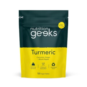 Turmeric Tablets 2000mg with Black Pepper & Ginger - 120 High Strength Curcumin Supplements - Easy Swallow Tablets (Not Turmeric Capsules or Powder) - Vegan - UK Made (Packaging...
