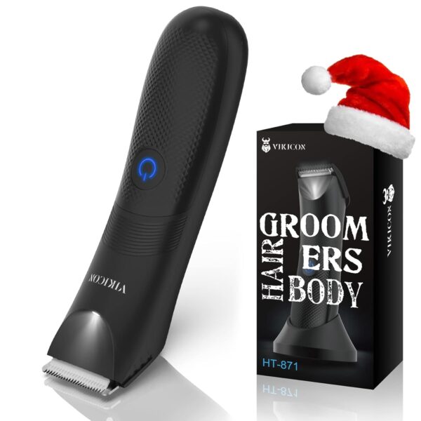 VIKICON Balls Trimmer Men, Pubic & Body Hair Trimmer Men, IPX7 Waterproof Body Groomer w/Light & Ceramic Blade, Shavers for Private Parts, Electric Male Razor, USB-C Charging,...