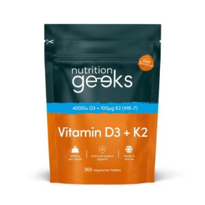 Vitamin D3 4000 iu & Vitamin K2 MK7 100μg - 1 Year Supply, 365 Easy-Swallow Vitamin D3 K2 Tablets, 1-A-Day High Strength Vegetarian D3 and K2 Vitamin Supplements, UK Made...