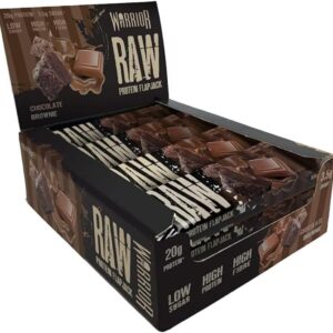 Warrior Raw Protein Flapjacks – 12 Bars x 75g Each – Packed with 20g of Protein – Low Sugar, High in Fibre (Choc Brownie)