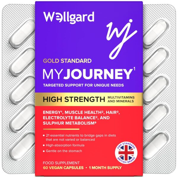 Wellgard My Journey – MJ Multivitamin for Energy, Muscles, Hair, Electrolyte Balance and Sulphur Metabolism, 60 Capsules