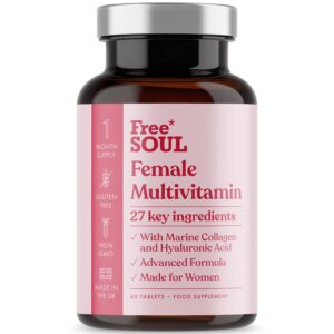 Women's Multivitamins & Minerals with Marine Collagen & Hyaluronic Acid | 27 Essential Vitamins, Minerals, & Botanicals | Gluten-Free & No Synthetic Fillers or Binders | 60...