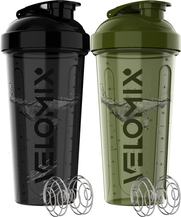 -2 Pack- 28 oz Protein Shaker Bottles for Protein Mixes - 2x Wire Whisk | Leak Proof Shaker Cups for Protein Shakes | Protein Shaker Bottle Pack | Shakers for Protein...