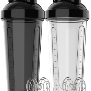 -2 Pack- 28 oz Protein Shaker Bottles for Protein Mixes - 2x Wire Whisk | Leak Proof Shaker Cups for Protein Shakes | Protein Shaker Bottle Pack | Shakers for Protein Shakes-(NO...