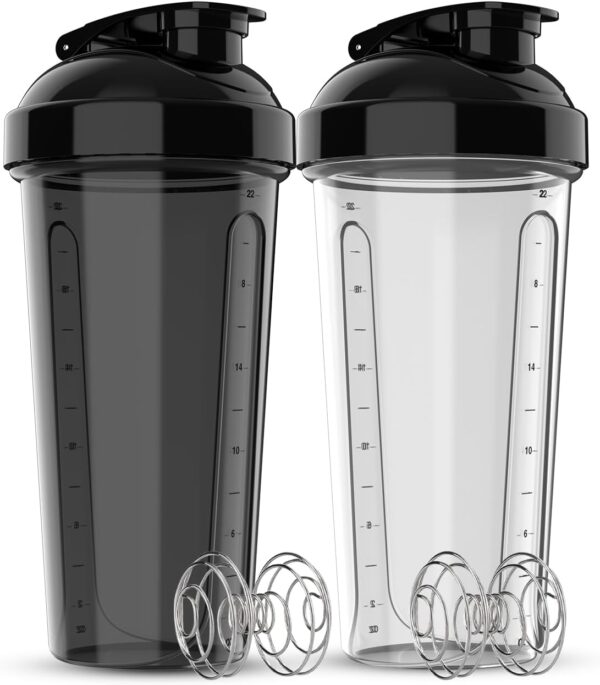 -2 Pack- 28 oz Protein Shaker Bottles for Protein Mixes - 2x Wire Whisk | Leak Proof Shaker Cups for Protein Shakes | Protein Shaker Bottle Pack | Shakers for Protein Shakes-(NO...