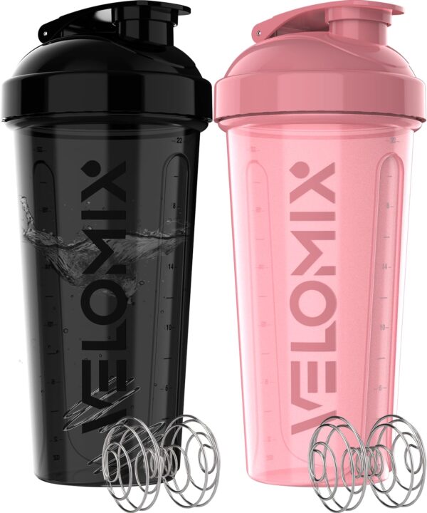 -2 Pack- 28 oz Protein Shaker Bottles for Protein Mixes - 2x Wire Whisk | Leak Proof Shaker Cups for Protein Shakes | Protein Shaker Bottle Pack | Shakers for Protein...