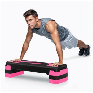 31 Inch Adjustable Workout Aerobic Step, Exercise Platform Trainer w 4 Adjustable Risers for Home Gym Fitness Workout,Lightweight