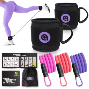 ActiveGear Ankle Resistance Bands with Cuffs - Ideal for Glutes, Legs & Core Workouts, Kickback Ankle Strap Set for Home Workout Equipment & Gym Fitness for Women and Men
