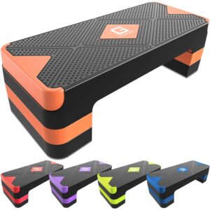 Aerobic Exercise Step, Adjustable Aerobic Stepper for Exercise, Workout Step Platform for Step Up, 26.5" Step Deck with 4” 6” 8” Adjustable Height Risers, Women Home Gym Cardio...