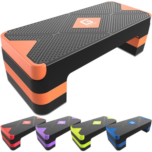 Aerobic Exercise Step, Adjustable Aerobic Stepper for Exercise, Workout Step Platform for Step Up, 26.5" Step Deck with 4” 6” 8” Adjustable Height Risers, Women Home Gym Cardio...