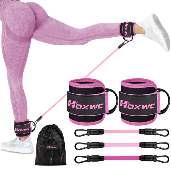 Ankle Resistance Bands with Cuffs, Ankle Bands for Working Out, Ankle Resistance Band for Leg, Booty Workout Equipment for Kickbacks Hip Fitness Training, Exercise Bands for...