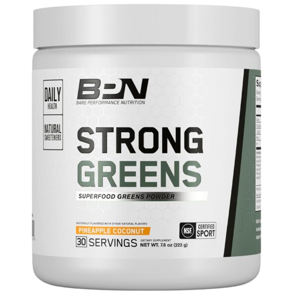 BARE PERFORMANCE NUTRITION, BPN Strong Greens Superfood Powder, Improved Digestion, Increased Energy, Immune System Support, Pineapple Coconut
