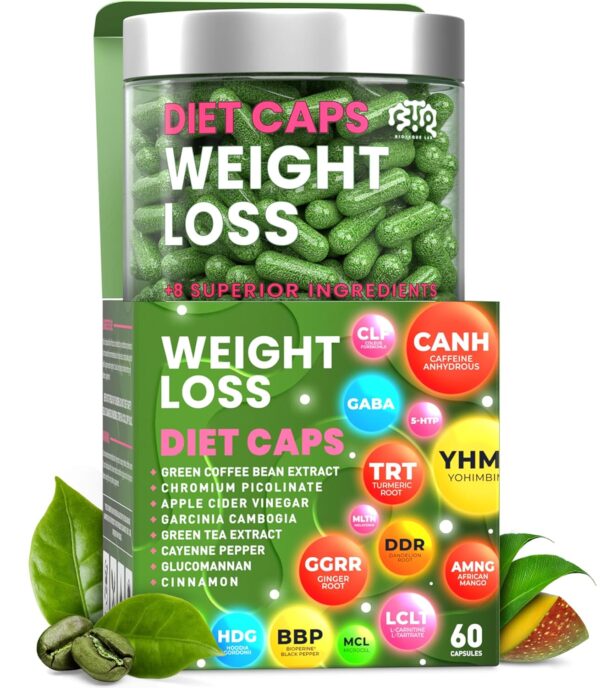 Bioteque Lab Weight Loss Diet Capsules, Natural Appetite Suppressant, Day & Night Fat Burner for Women & Men with Apple Cider, Green Coffee Bean Extract, Metabolism Booster...