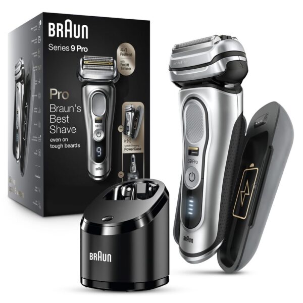 Braun Electric Razor for Men, Waterproof Foil Shaver, Series 9 Pro 9477cc, Wet & Dry Shave, with Portable Charging Case, ProLift Beard Trimmer, 5-in-1 Cleaning & Charging...