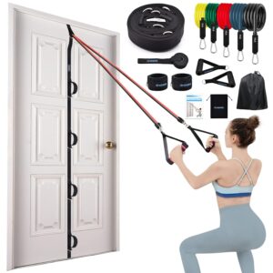 Brebebe Door Anchor Strap for Resistance Bands Exercises, Multi Point Anchor Gym Attachment for Home Fitness, Portable Door Band Resistance Workout Equipment, Easy to Install,...