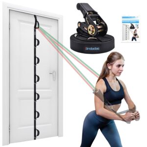 Brebebe Upgrade Door Anchor for Resistance Bands Exercise, Multi Points Anchor With 7 Loops + 7 D Rings, Home Gym Workout Equipment With Ratchet Adjust Tighten Strap, Not Loose,...