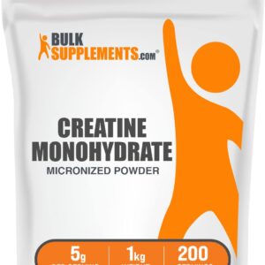 BulkSupplements.com Creatine Monohydrate Powder - Creatine Supplement, Micronized Creatine 1kg, Creatine Powder - Unflavored & Gluten Free, 5g (5000mg) per Servings, 1kg (2.2...