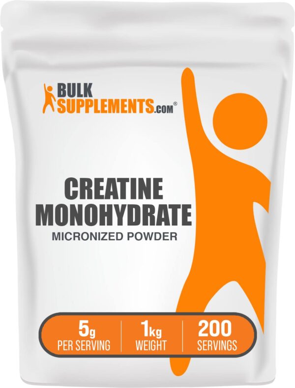 BulkSupplements.com Creatine Monohydrate Powder - Creatine Supplement, Micronized Creatine 1kg, Creatine Powder - Unflavored & Gluten Free, 5g (5000mg) per Servings, 1kg (2.2...