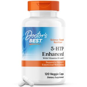 Doctors Best 5-HTP Enhanced with Vitamins B6 & C, Supports Mental & Emotional Well-Being, Non-GMO, Gluten Free, Soy Free, Vegan 120 Veggie Caps