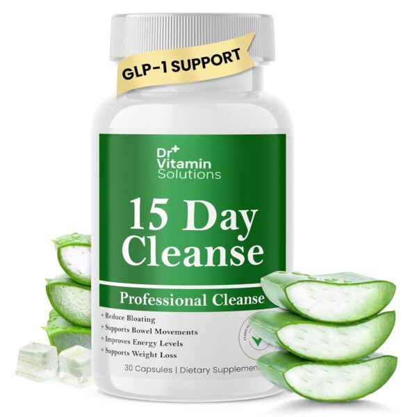 DR VITAMIN SOLUTIONS 15 Day Gut Cleanse Detox for Women, GLP-1 Support - Natural Colon & Detox Cleanse for Weight Loss - Bloating & Constipation Relief - Flushes Toxins &...