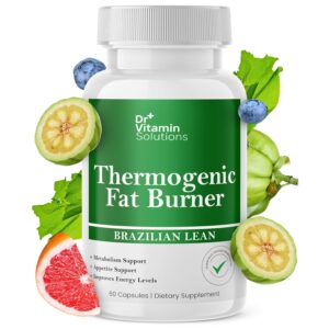 DR VITAMIN SOLUTIONS Thermogenic Fat Burner Brazilian Lean, Weight Loss Pills for Women, Waist Trimmer & Supplements for Bloating for Women & Men, 60 Capsules