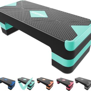 EVERYMILE Aerobic Exercise Step, Adjustable Aerobic Stepper for Exercise, Workout Step Platform, Step Up Box, 26.5" Step Deck with 4” 6” 8” Adjustable Height Risers, Women Home...