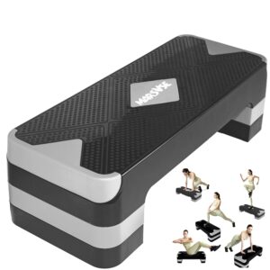 Exercise Step, 26.5-Inch Pedals with 4-Inch and 6-Inch and 8-Inch Height Adjustable Lifters, Women's Home Gym Aerobics Equipment, Adjustable Aerobics Pedals, Stepped Platforms...