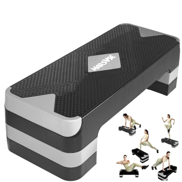 Exercise Step, 26.5-Inch Pedals with 4-Inch and 6-Inch and 8-Inch Height Adjustable Lifters, Women's Home Gym Aerobics Equipment, Adjustable Aerobics Pedals, Stepped Platforms...