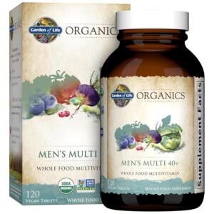 Garden of Life Organics Whole Food Multivitamin for Men 40+ 120 Tablets, Vegan Mens Multi for Health & Well-Being Certified Organic Whole Food Vitamins & Minerals for Men Over...