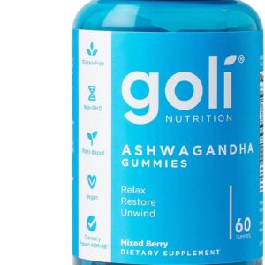 Goli Ashwagandha & Vitamin D Gummy - 60 Count - Mixed Berry, KSM-66, Vegan, Plant Based, Non-GMO, Gluten-Free & Gelatin Free Relax. Restore. Unwind, Pack of 1