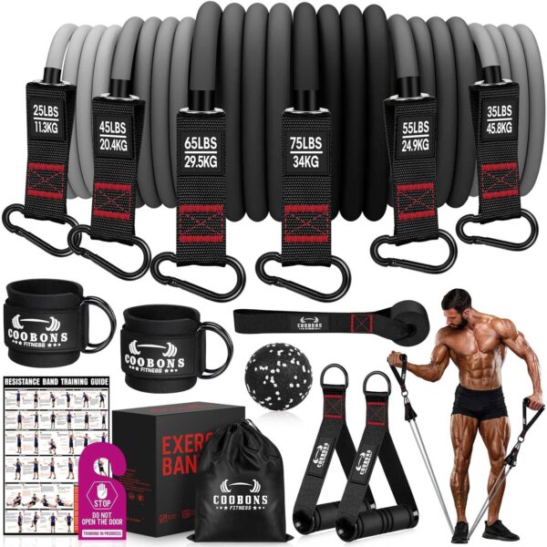 Heavy Resistance Bands for Working Out, 300LBS Exercise Bands with Handles, Workout Bands for Men, Weight Fitness Bands Set for Muscle Training, Strength, Slim, Yoga, Home Gym...