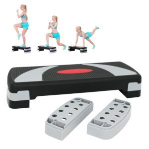 HomGarden 31" Adjustable Workout Aerobic Stepper in Fitness & Exercise Step Platform Trainer Stepper w/Risers Adjust 4"-6''-8''