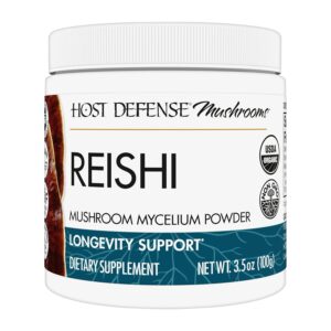 Host Defense Reishi Powder - Mushroom Mycelium Powder - Heart & Immune Health Support Supplement - Mushroom Supplement to Support Energy & Vitality - Aids Overall Well-Being -...