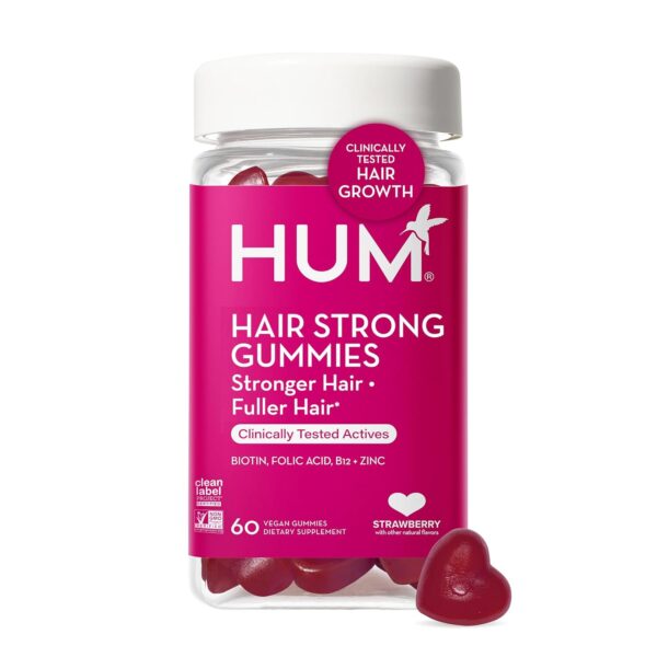 HUM Hair Strong - Daily Gummies with Biotin to Improve Hair Growth - Fo Ti, Folic Acid, Zinc, Vitamin B12 & PABA to Support Healthy Hair, Skin and Nails for Women and Men...