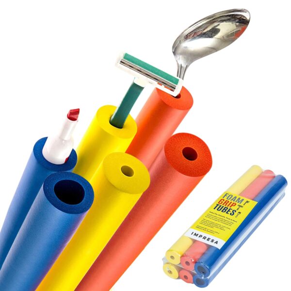 Impresa [6 Pack] Foam Grip Tubing/Foam Tubing - 3 Sizes - Ideal Grip Aid for Utensils, Tools and More - No BPA/Phthalate/Latex