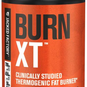 Jacked Factory Burn-XT Clinically Studied Fat Burner & Weight Loss Supplement - Appetite Suppressant & Energy Booster - with Acetyl L-Carnitine, Green Tea Extract and More - 60...