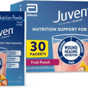 Juven Therapeutic Nutrition Drink Powder Including Collagen Peptides, Amino Acids, and HMB For Wound Healing Support, Fruit Punch, 30 Packets